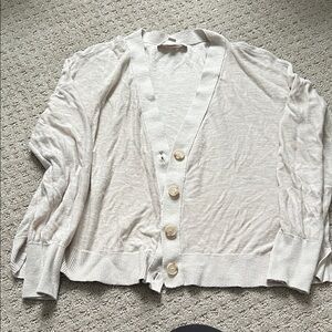 LOFT Light Beige Button-Up Cardigan
